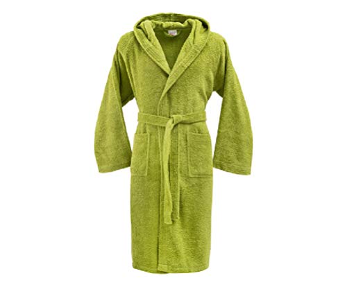 Bassetti - Albornoz con capucha para hombre/mujer, disponible en varias tallas y colores, 100% algodón verde Verde Bambù Taglia L