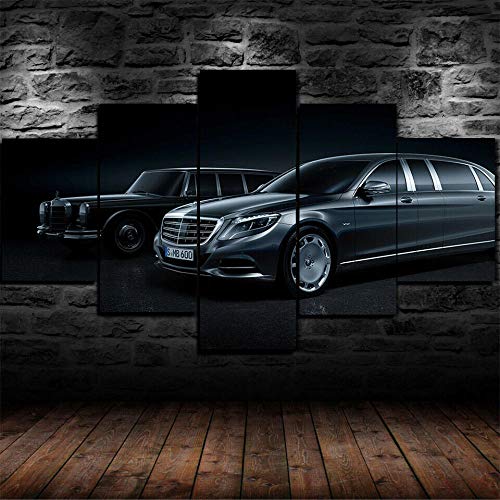 BDFDF 5 Piezas Cuadro En Lienzo 5 Lienzos Impresión Cuadros S600 Pullman Luxury Car Imagen Gráfica Decoracion para Salón Dormitorio Pared Listo para Colgar Marco 150X80Cm