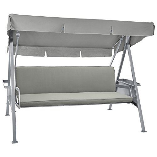 Beautissu Loft HS Set 2 Cojines colchoneta para Bancos Columpio Hollywood 180x50 Gris Claro Asiento y Respaldo 3 plazas