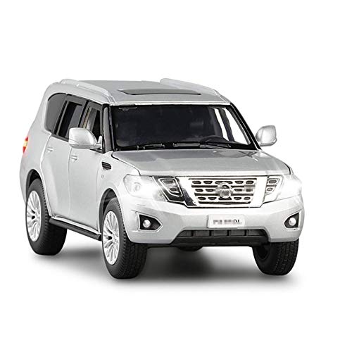 BECCYYLY Diecast Model Car 1:32 para Nisssan para Patrol Y62 V8 SUV Coche Die Die Alloy Car Coche Modelo Edición Coleccionables Coches Toy Cumpleaños Presente Niño (Color: Plata en Caja) wmpa