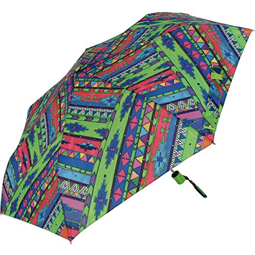 Bisetti Etnico Boho - Paraguas de bolsillo automático para mujer, verde (Multicolor) - .