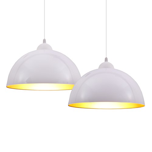 B.K.Licht Set de lámparas de techo colgantes para interiores, requieren bombilla E27 LED, max. 60 W, 230 V, índice de protección IP20, color blanco y dorado