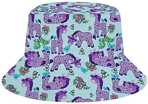 BONRI Sombrero Unisex de ala Ancha con protección Solar, Gorra de Pescador con protección Solar, Lavanda, Jirafa, púrpura, Talla única