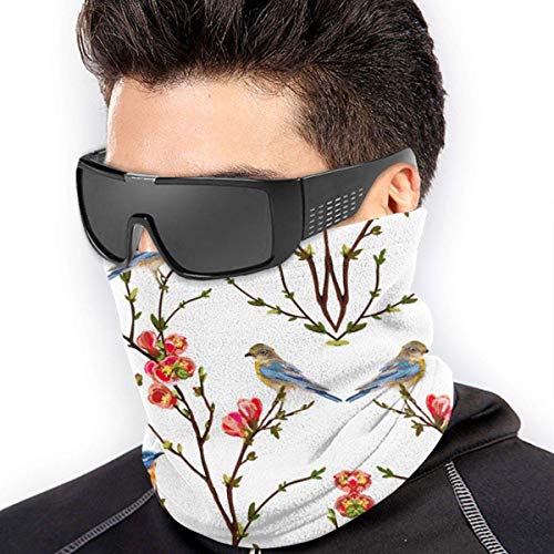 Braga Cuello Moto Calentador de Cuello Deporte Calentador Pasamontañas Polar Multifuncional Máscara Blue Birds On Tree Branch Red Sakura Flower Balaclava Bandanas Boys and Girls Free UV Graphics Nec