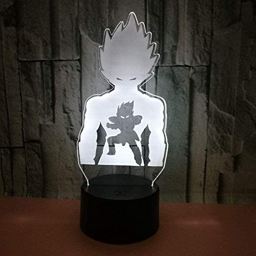 BTEVX 7 Dragon Ball 3D Luces Sun Wukong 3D Lámpara de mesa de luz nocturna Control táctil colorido Sala de estar creativa Lámpara de mesa estéreo