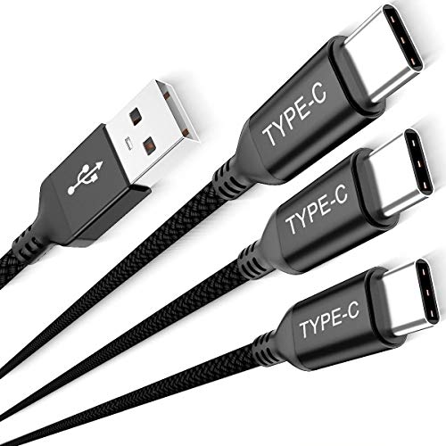 Cable de Carga USB tipo C,3 unidades(1,5/3,3/6,6 pies),Cable de Carga de Nailon Trenzado,funciona con Samsung Galaxy Fold Note 9 8 S10 S9 S8 S10E 10 10E Plus,Google Pixel 3 3a 2 XL,Moto Z4 Z3