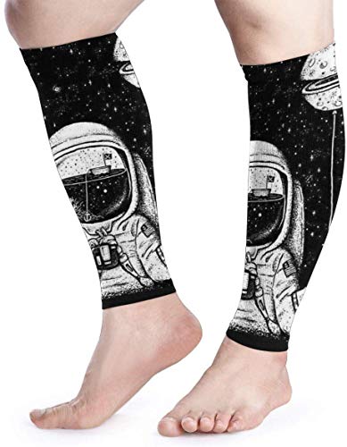 Calf Compression Sleeve for Men & Women, Premium Leg Compression Socks for Shin Splints and Varicose Veins, Elastic Footless Sleeve for Running, Cycling, Travel & Recovery, Astronaut Space dsafatfarew