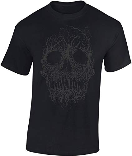 Camiseta: Tree Skull - Cráneo de Árbol - Fantasy T-Shirt - Regalo Hombre-s y Mujer-es - Fantasía - Sci-Fi Sciencia Ficción - Calavera - Zombi-e - Horror - Halloween - Árbol Selva Bosque (L)