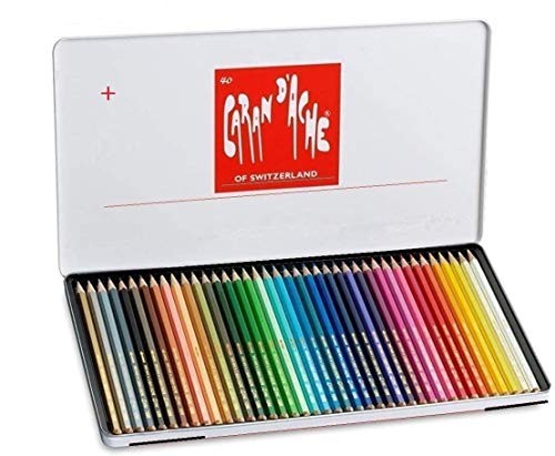 Caran D'ache Swisscolor - Juego de lápices de color lápices de acuarela (40 unidades, caja metálica)