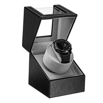 CCChaRLes Caja De Visualización De Reloj Automática Rotación De Reloj Devanadera Soporte De Pantalla Ajustable Caja De Almacenamiento Caja De Reloj De Motor Mudo - Negro