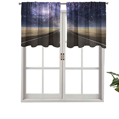 Cenefa de cortina para interiores y hogares, conduce a la vía láctea nebulosa Sky Mystic Life Fantasy, juego de 2, 42 x 36 pulgadas para baño y café