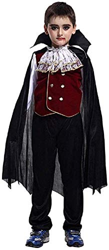 Cloudkids - Disfraz Vampiro para Niños Halloween Disfraces Twilight Vampiros Ropa Pantalones Capa Crepúsculo Regalo para Halloween Carnaval 4-6 Años