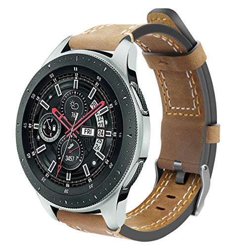 Correas de Reloj de Cuero Compatible con TicWatch Pro/Pro 4G LTE / S2 / E2, NeatCase Bandas de Reloj de Piel de Becerro auténticas de la Vendimia Hombres Mujeres (22mm, Caballo Loco)