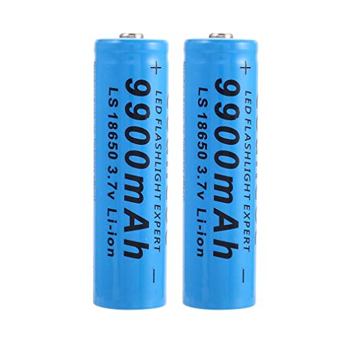 Courage Ouyang batería Recargable de Iones de Litio 18650-9900 mAh, batería Recargable de Larga duración, batería 18650. 2 Pilas. Azul