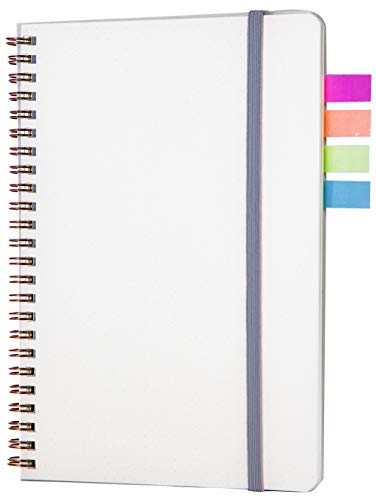 Cuaderno en espiral con diseño de puntos, cierre de banda elástica + pegatinas coloridas, papel grueso de 100 g/m², 80 hojas, 14,5 x 21 cm