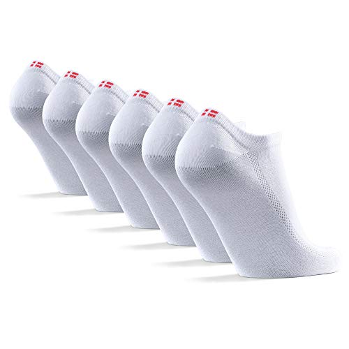 DANISH ENDURANCE Calcetines Cortos de Bambú para Hombre y Mujer Pack de 6 (Blanco, EU 39-42)