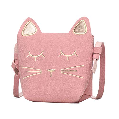 Danolt Bolsos para niñas, Pequeño y lindo gato de dibujos animados Bolso bandolera Bolsos de color rosa Bolso para 3-12 años de edad, niñas Festival de cumpleaños Regalo