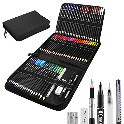 DazSpirit 72 Set de Lapices Acuarelables, Pinturas Acuarelables Lapices Colores de Dibujo para Adultos y Niños con Accesorios y Bolsa de Transporte Premium