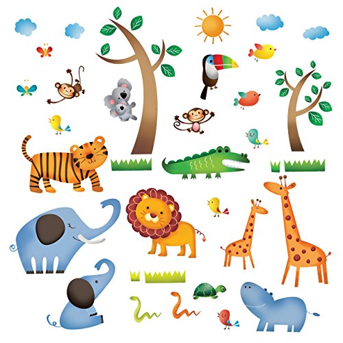 DECOWALL DW-1206 Animales Salvajes de la Jungla Vinilo Pegatinas Decorativas Adhesivas