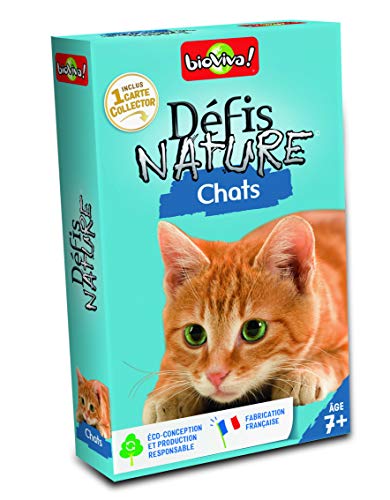 Défis Nature 282642 – Juego de Cartas de Gatos [Texto en francés], Color Azul