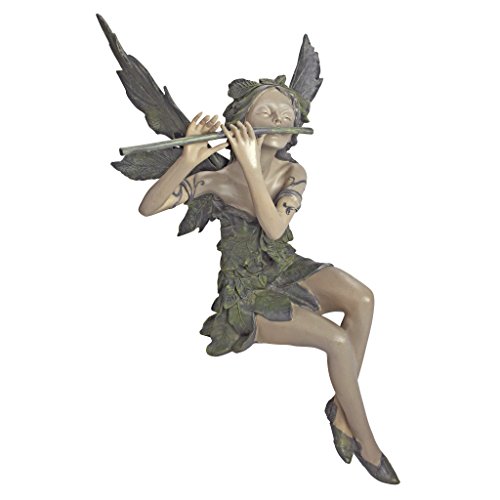 Design Toscano by Blagdon Fairy of The West Wind CL5276-Figura Decorativa para jardín (Resina), diseño del Hada del Viento del Oeste sentada, Piedra de Dos Tonos, 48 cm