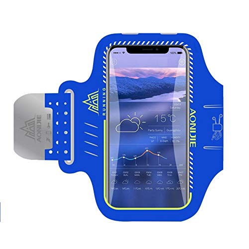 DFV mobile - Professional Cover Neoprene Armband Sport Walking Running Fitness Cycling Gym for Microsoft Windows Phone 8.1.1 - Blue