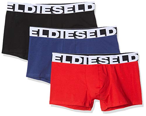 Diesel UMBX-SHAWNTHREEPACK, Calzoncillo para Hombre, Multicolor (Black/Racing Red/Blue Depth E5066/0pawe), L, Pack de 3