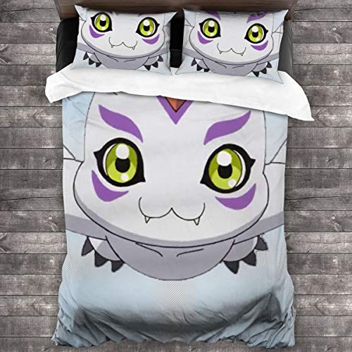 Digimon Adventure - Juego de ropa de cama de 3 piezas (201 x 188 cm, 2 fundas de almohada y una funda de edredón)