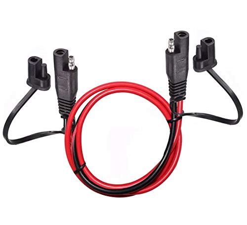 Dongge Cable alargador SAE a SAE de 2 pines de 1,2 m, CC 16 AWG, batería de alto rendimiento con conectores SAE con soporte para tapa de polvo, 15 A de alta corriente