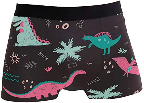 DUTRIX Coloridos Dinosaurios Ropa Interior Calzoncillos bóxer para Hombres gráfico Divertido poliéster Suave Spandex