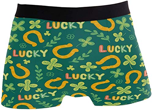 DUTRIX Lucky Clover Horseshoe Calzoncillos Tipo bóxer para Hombre Ropa Interior Bóxer elástico Transpirable con Bolsa - Verde - Pequeño