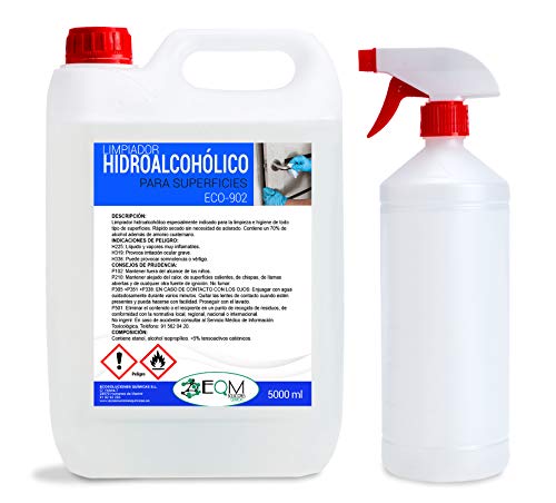 Ecosoluciones Químicas ECO-902 | 5 litros |Desinfectante de superficies hidroalcohólico | Uso profesional | Incluye pulverizador para rellenar.