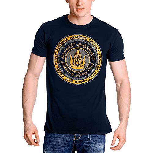 Elbenwald Señor de los Anillos Camiseta de los Hombres Juntos para Gondor algodón Azul - L