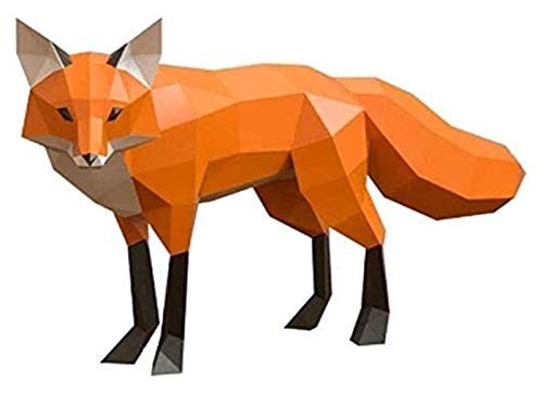 Escultura de escritorio Fox Sculpture 3D Origami Paper Modelo DIY Fox Paper Crafts Statue Animal Movered Hecho a mano Decoración creativa Colección de juguetes