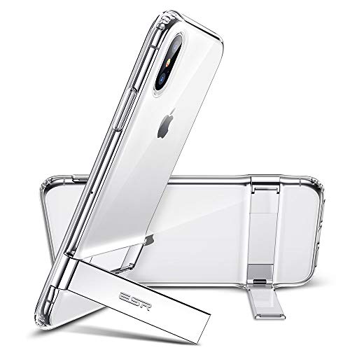 ESR Funda iPhone XS/X,Funda KickStand con Soporte de Metal [Soporte Vertical y Horizontal] para iPhone XS/ X de 5.8" (Transparente)