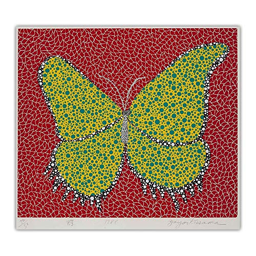 EUpMB Arte Cuadro sobre Lienzo Citon Yayoi Kusama 《mariposa, 1988》 55x50cm Impresión Material Tejido no Tejido Artística Imagen Gráfica Decoracion de Pared