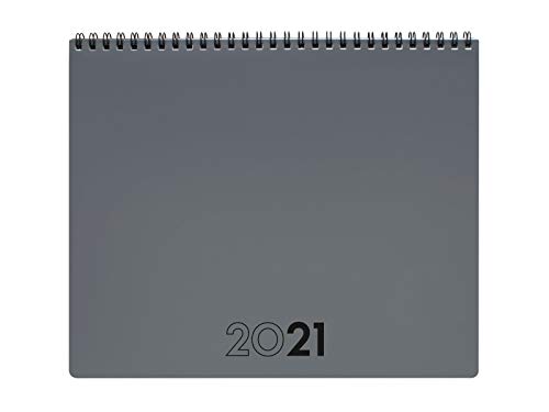 Finocam 625505021 - Planificador Agenda 2021 Mes vista + notas Gris Internacional, Sobremesa - 250x200 mm