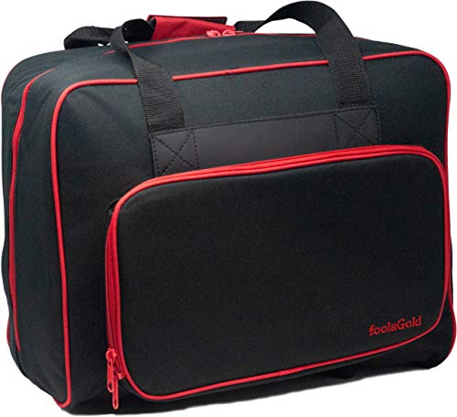 foolsGold Bolsa Acolchada para Transportar la Máquina de Coser (Negro/Rojo)