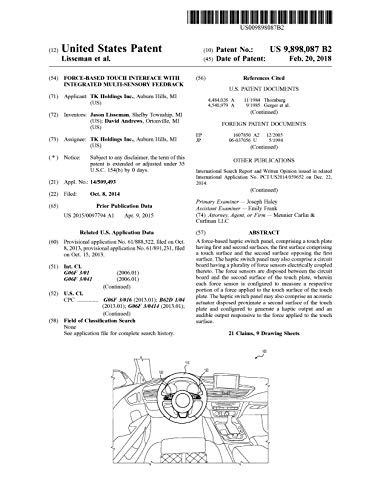 Force-based touch interface with integrated multi-sensory feedback: United States Patent 9898087 (English Edition)