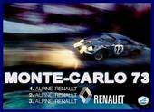 FRANCIA VINTAGE PLACA METAL 30x20cm PUB RETRO ALPINE RENAULT A110 RALLYE CARRERA MONTE CARLO 1973