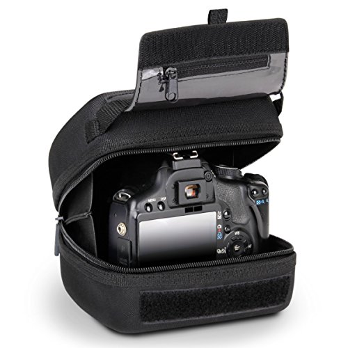 Funda para cámara réflex de Acceso rápido con protección EVA Moldeada, Interior Acolchado, Enganche de cinturón y asa recubierta de Goma de USA Gear - Compatible con Nikon,Canon,Sony,Pentax y más.