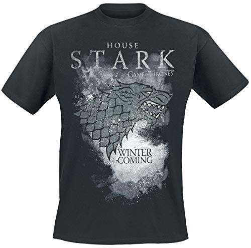 Game Of Thrones Juego de Tronos House Stark - Winter Is Coming Hombre Camiseta Negro 4XL, 100% algodón, Regular