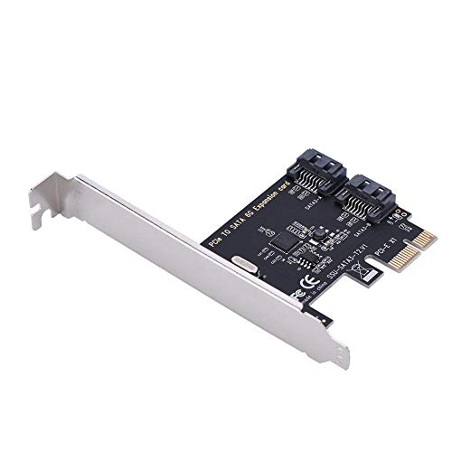 Garsent Tarjeta PCI Express, 6 Gbps Adaptador de Expansión PCI-E PCI Express a SATA 3.0 2 Puertos SATA III Tarjetas PCI-E Adaptador para Windows XP / 7/8, VISTA, Mac, Linux, Server2003.