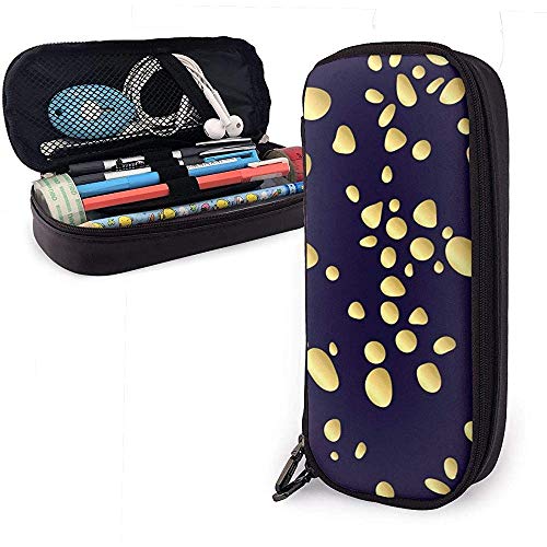 Golden Petals PU Bolsa de cuero Bolsas de almacenamiento Portátil Estudiante Lápiz Papelería de oficina Bolsa Cremallera Carteras Maquillaje Bolsa multifunción