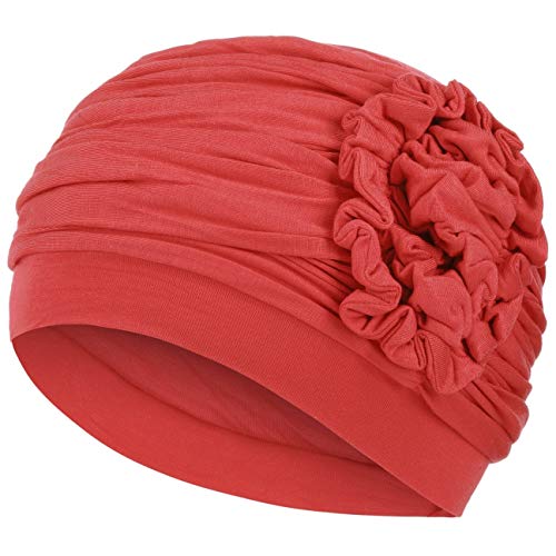 Gorro Lotus con bambú rojo amapola para mujeres en tratamiento de quimioterapia