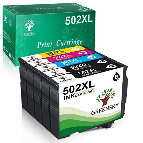 GREENSKY Cartucho de Tinta de Repuesto para Epson 502XL Compatible con Epson Workforce WF-2860DWF,WF-2865DWF,Epson Expression Home XP-5100,Impresora XP-5105(2 Negro, 1 Cian, 1 Magenta, 1 Amarillo)