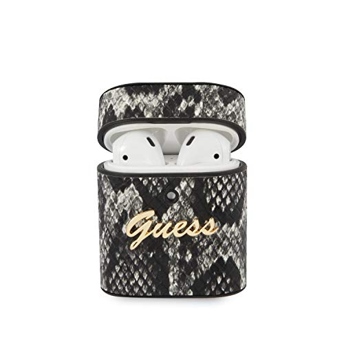 Guess GUACA2PUSNSMLBK Python Collection - Funda Protectora para Base de Carga para Auriculares inalámbricos AirPods, Color Negro