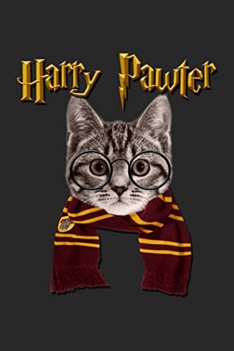 Harry Pawter: Funny Cat Journal, Magic Cat with Glasses, Wide Lined Notebook/Composition, Gift for Kitty Pet Lover Owner/Back to school, Writing Notes Ideas Diaries