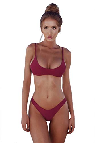 heekpek Bikinis Mujer Brasileños Bañador Ropa de Baño Push Up Dos Piezas con Relleno Traje de Baño de Tubo Color Liso