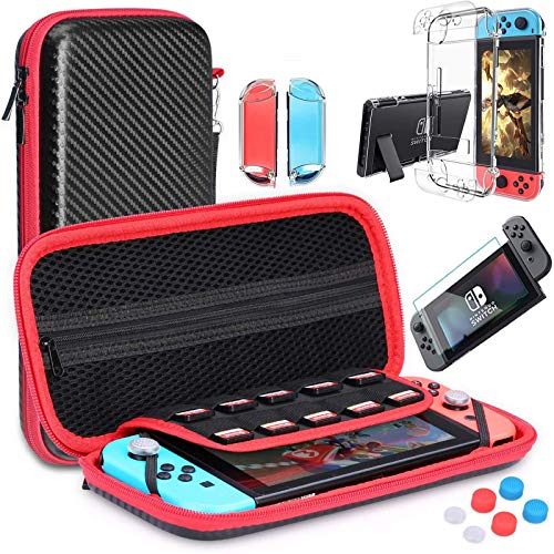 HEYSTOP Nintendo Switch Accesorio, Nintendo Switch Funda Funda de Transporte para Nintendo Switch Nintendo Switch Protector de Pantalla Apretones de Pulgar